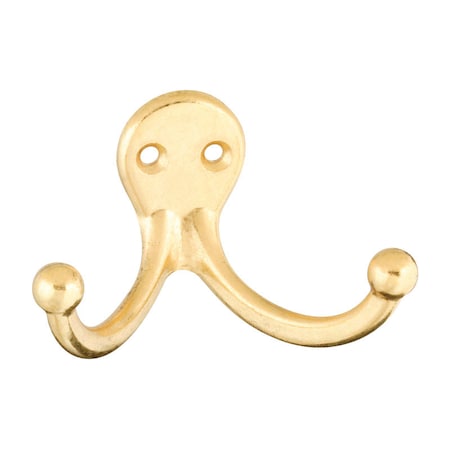 National Hardware National Hardware Brass Gold Zinc Die-Cast Double Clothes Hook 35 lb. cap. 1 pk N199-224